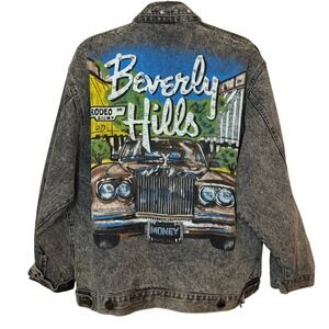 VTG 1987 Tony Alamo of Nashville Beverly Hills Acid Wash Denim Jacket RARE SZ L